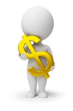 3d small - dollar symbol in hands clipart