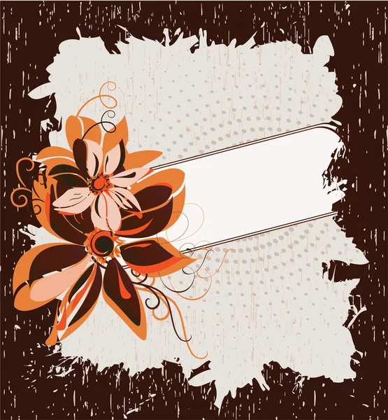 Grunge πλαίσιο με λουλούδια — Διανυσματικό Αρχείο