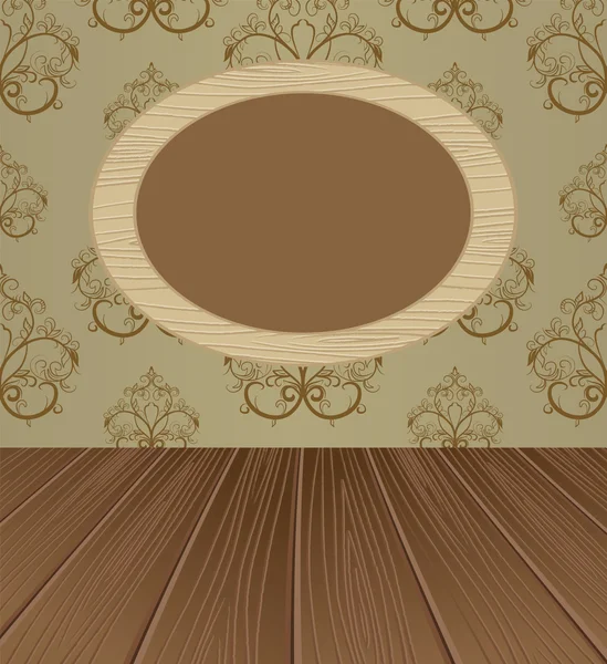 Ancien intérieur, chambre avec un plancher de bois — Image vectorielle