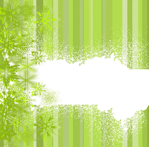 Abstraktes Grün mit Schneeflocken — Stockvektor