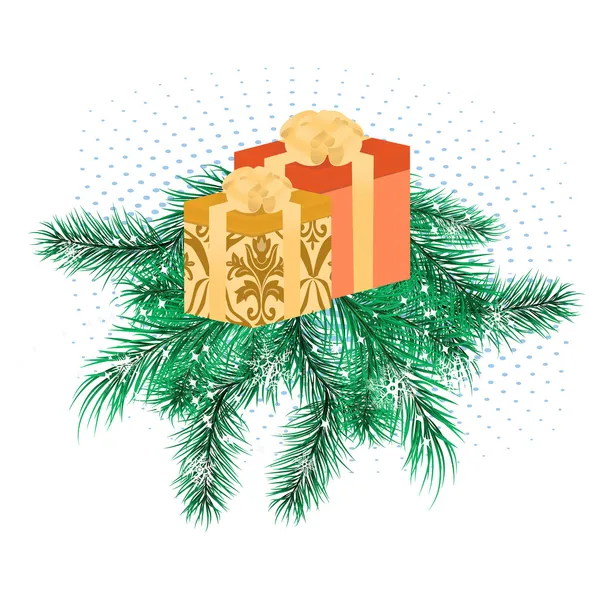 Christmas banner with pine branches — Stock Vector