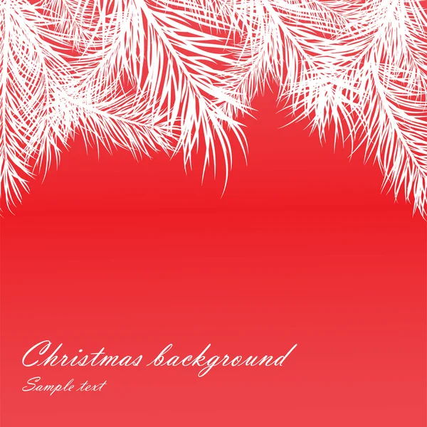 Rode Kerstmis achtergrond met bont-boomtakken — Stockvector