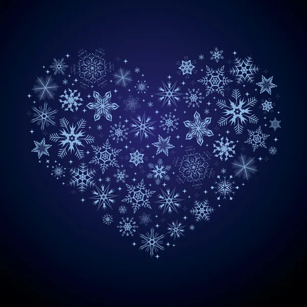 Coeur de Noël de flocons de neige — Image vectorielle