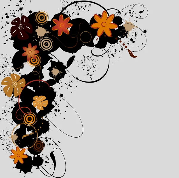 Grunge 用绿色鲜花横幅 复古插画 — 图库矢量图片