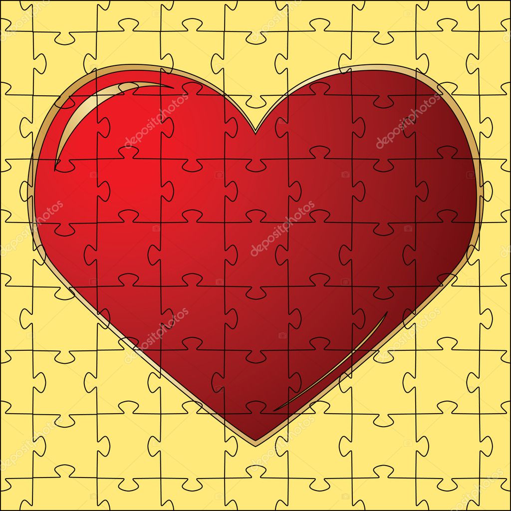 The red heart collected from puzzles — Stock Vector © Inna_af #4567754