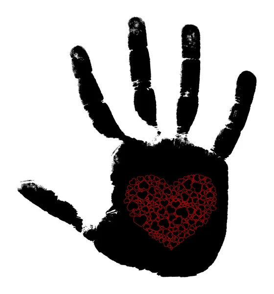 Impression Une Main Avec Cœur Illustration Vectorielle — Image vectorielle