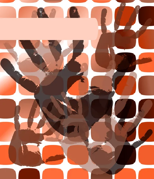 Abstrato Grunge Contexto Com Impressões Mãos Ilustração Vetorial — Vetor de Stock