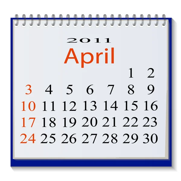 stock vector The vector image of a calendar for April, 2011. eps10