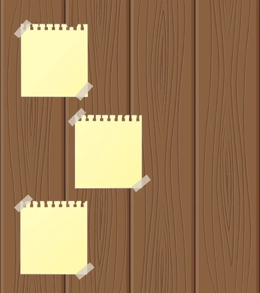 Lege vellen papier gekoppeld aan houten structuur. EPS 10 — Stockvector