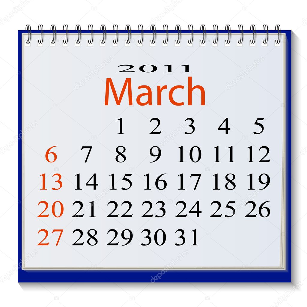 The vector image of a calendar for March 2011 eps10 Stock Vector