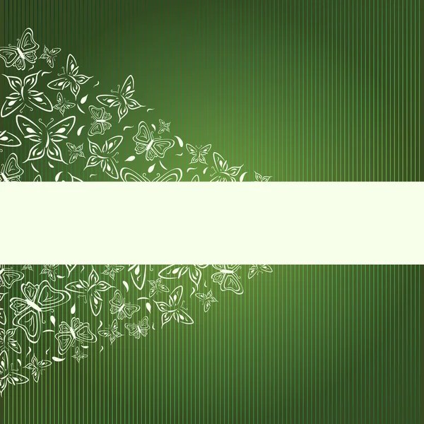 Абстрактное зелёное знамя с бабочками — стоковый вектор