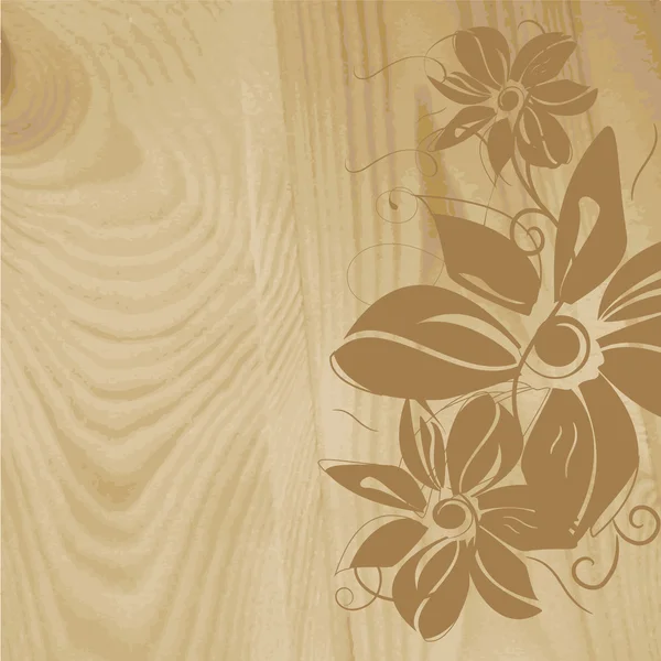 Estructura de madera con patrón de flores — Vector de stock