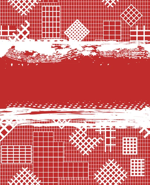 Grunge kırmızı arka plan ile beyaz kafes — Stok Vektör