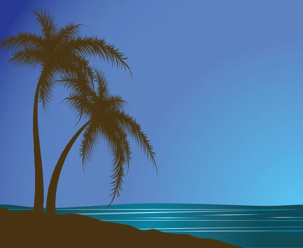 Silhuetas de palmeiras contra o mar —  Vetores de Stock