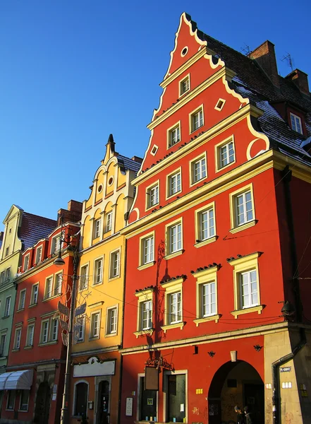 Wroclaw Polonya Merkez Meydanı Üzerinde Güzel Binalar — Stok fotoğraf