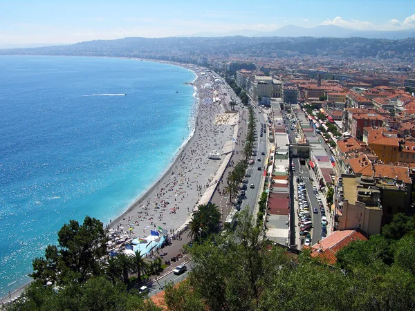 Nice Пляж Панорамним Видом Місто Лазурного Берега Франції — стокове фото