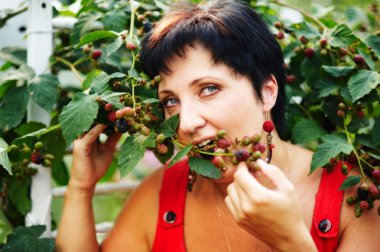 blackberry Bush siyah saçlı kadın kapatmak