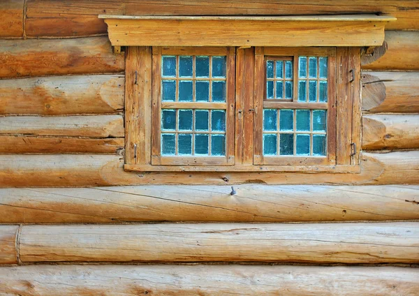 Log parete e finestra — Foto Stock