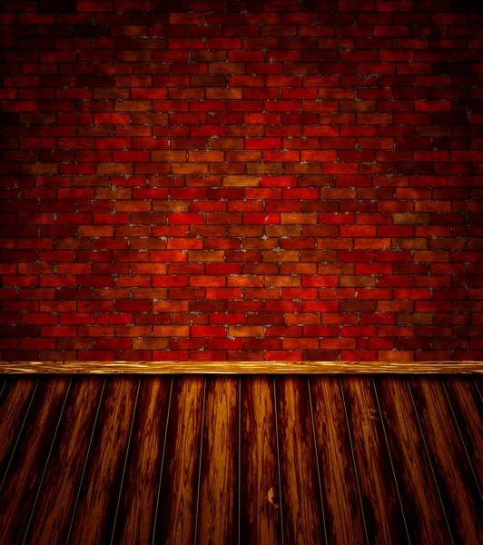 要約生成のレンガの壁とフローリングの床とビンテージ ルーム — ストック写真