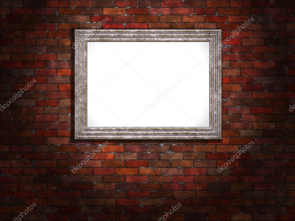 Abstract generated vintage brick wall with wooden frame