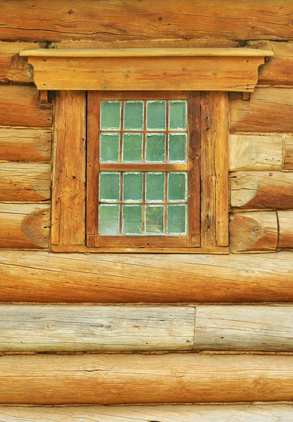 Log parede e janela — Fotografia de Stock