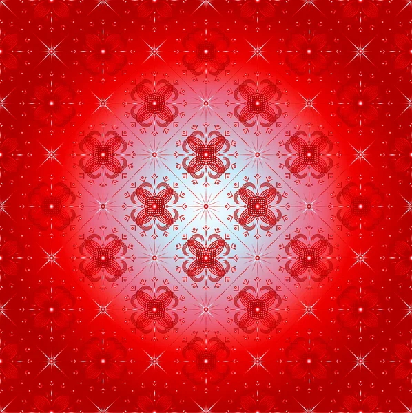 Flocons de neige sur fond rouge sans couture — Image vectorielle
