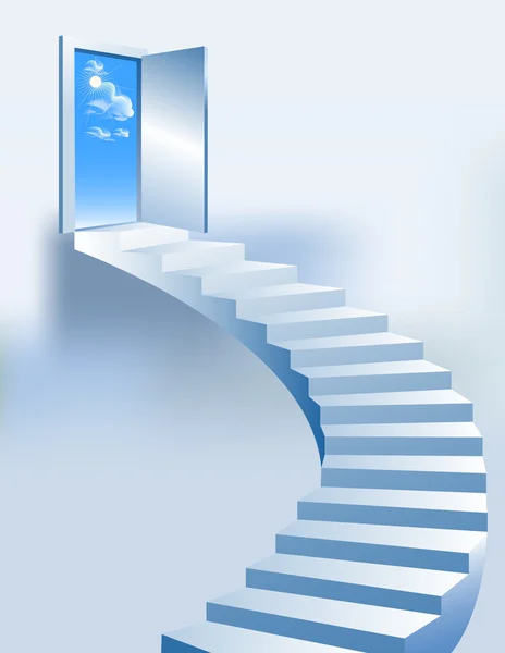 Merdiven, merdiven gökyüzüne — Stok Vektör