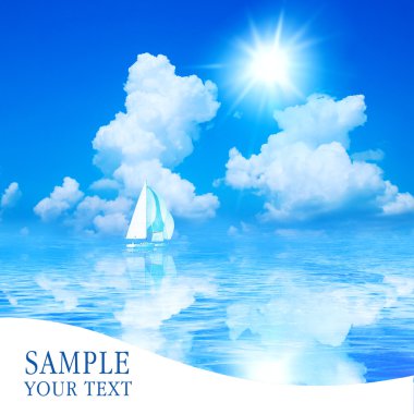 Beautiful sea and yachts on sunny sky clipart