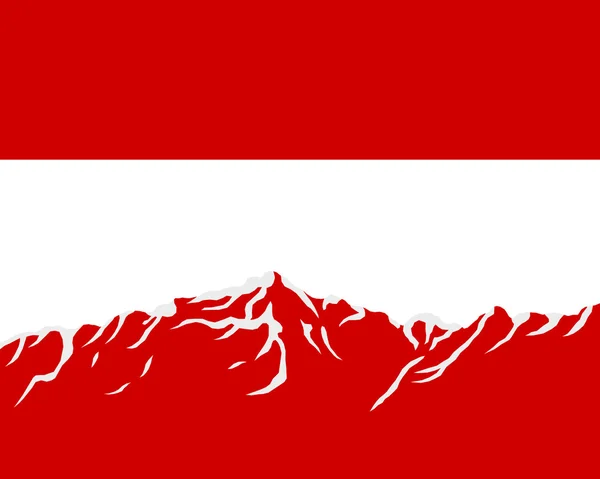 Montagnes avec drapeau de l'Autriche — Photo