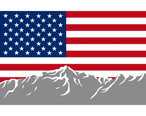 Montagne con bandiera di USA — Foto Stock