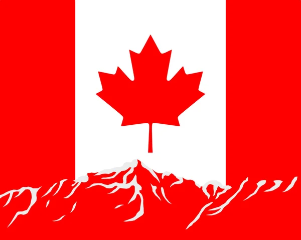 Montagnes avec drapeau du Canada — Photo