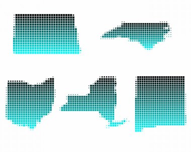 new mexico, new york, Kuzey carolina, Kuzey dakota ve ohio Haritası