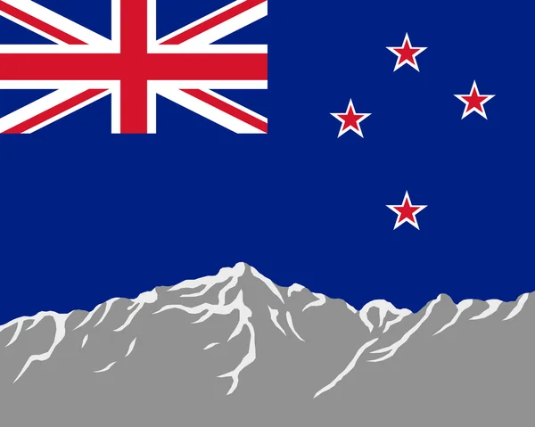 Mountains with flag of New Zealand — Stock Photo, Image