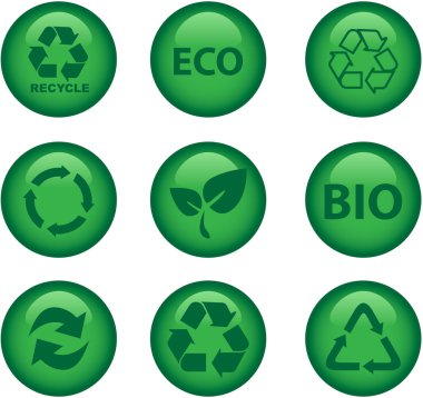 Green environment and recycle icons clipart