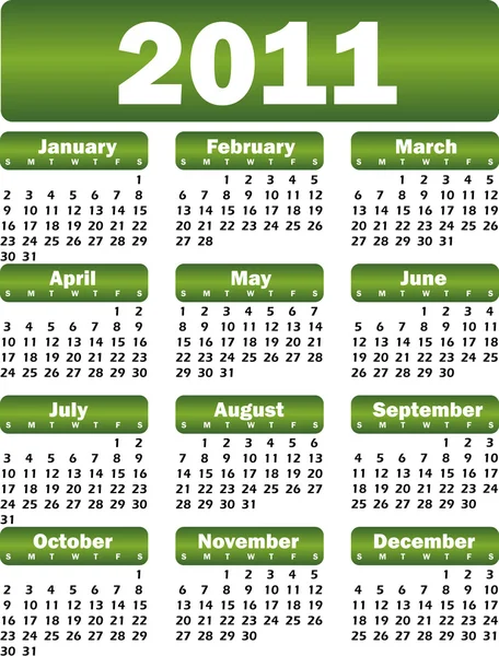 stock vector Calendar for 2011 green