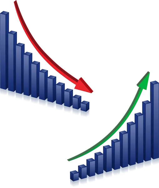 Obchodní neúspěch a růst grafy — Stockový vektor