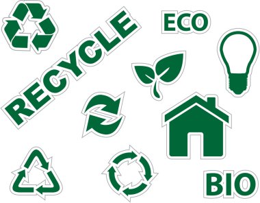 Green environment and recycle icons clipart