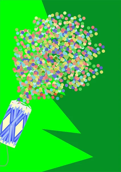 Feux Artifice Nouvel Avec Confettis Sur Fond Vert — Image vectorielle