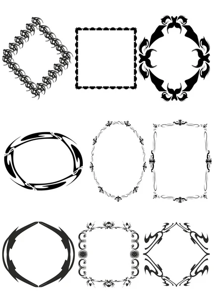 Variety Frames Designs Monograms White Background — Stock Vector