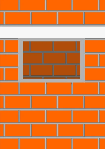 Mur Cegły Otworem Okno Wewnątrz Ściany — Wektor stockowy