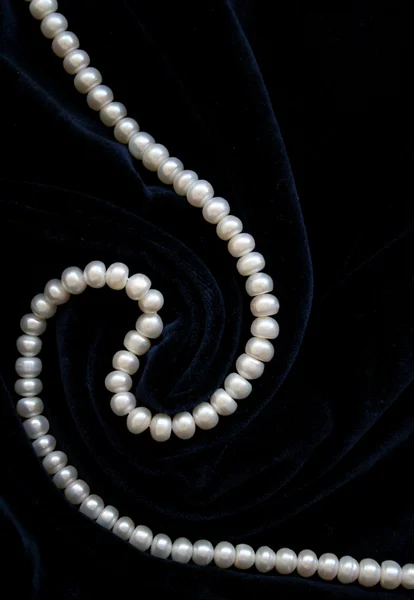 stock image White pearls on the black velvet