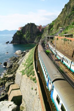 Italy. Cinque Terre. Train at station Manarola clipart