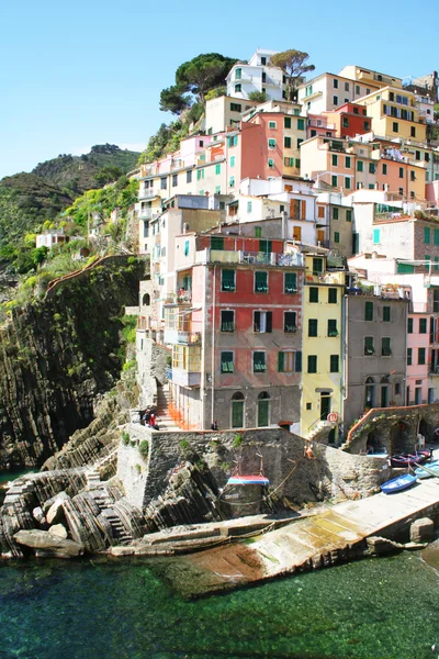 İtalya. Cinque terre. Riomaggiore renkli evleri — Stok fotoğraf