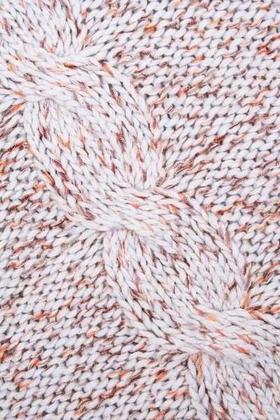 Branco, marrom e laranja de malha texturizado como fundo — Fotografia de Stock