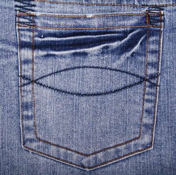 蓝色牛仔裤织物的口袋 — 图库照片