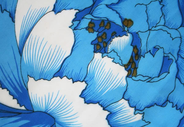 Vatten färg mönster från blå blomma på ett tyg — Stockfoto