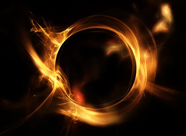 Абстрактный Огненный Круг Черном Фоне — стоковое фото