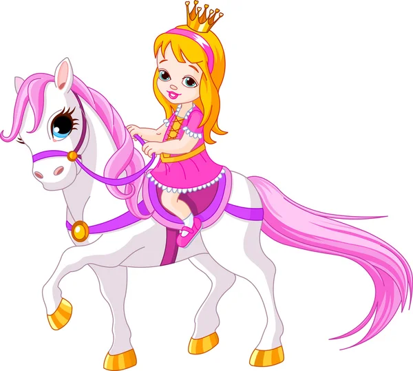 Petite princesse à cheval — Image vectorielle