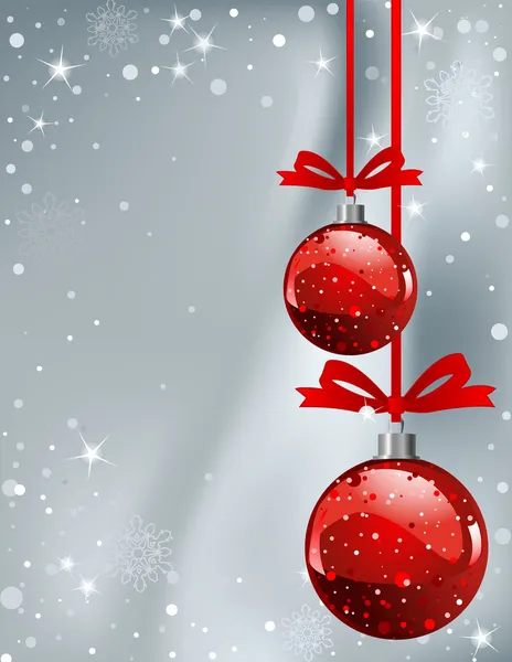 Χριστούγεννα φόντο με μπάλες και νιφάδες χιονιού — Διανυσματικό Αρχείο