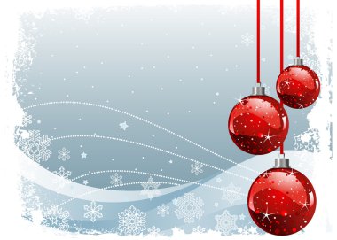 Christmas Background with balls and snowflakes clipart